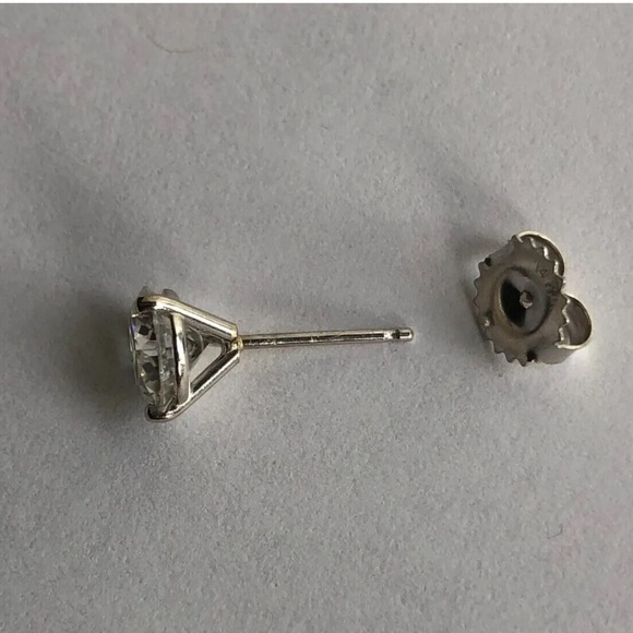 βοΈ SOLD βοΈCustom Martini Set 14K White Gold Moissanite Earrings 6.5mm 2CTW - Picture 4 of 4